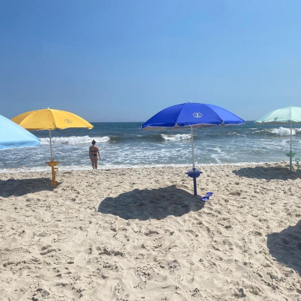 anchor works beach umbrellas on the beach